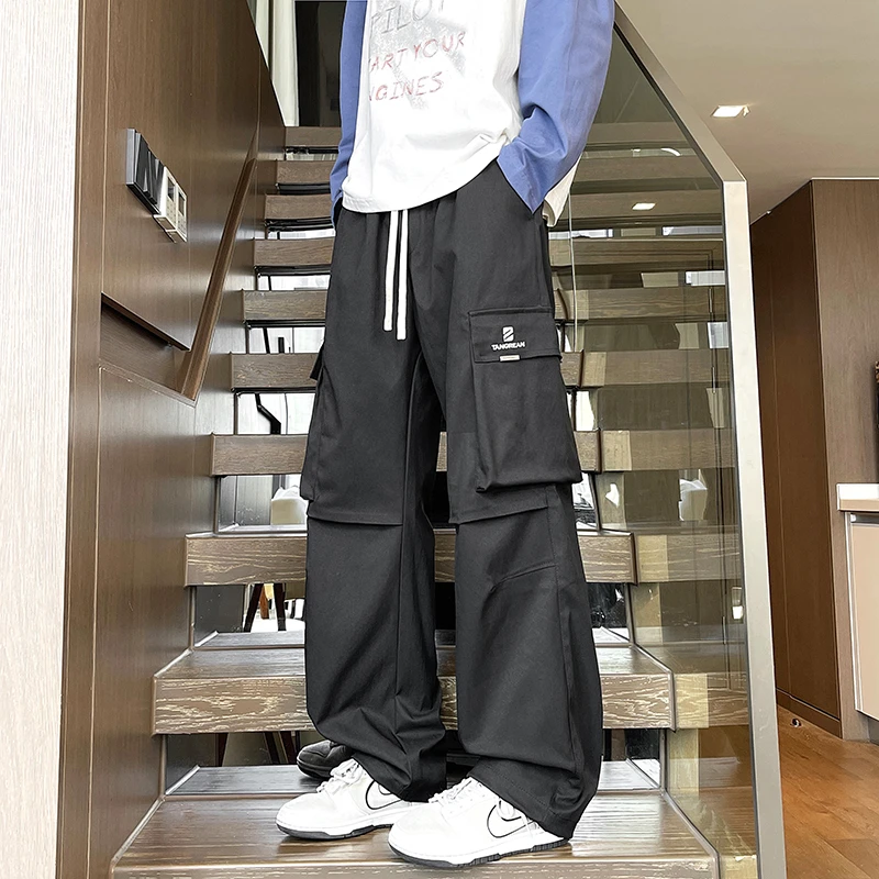 秋季新款男生工装伞兵裤青少年潮牌运动学生百搭帅气休闲男直筒裤