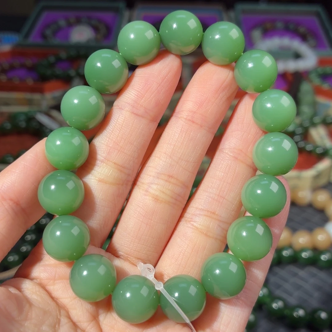 俞***一和田玉（碧玉）未镶嵌手串