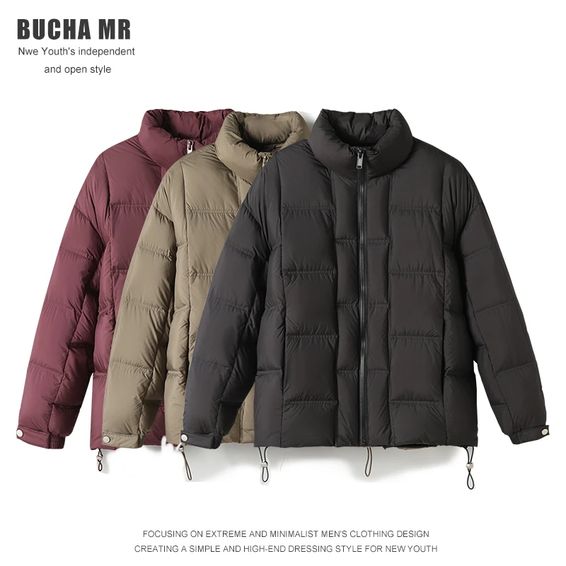 冬季新款男士90白鸭绒立领羽绒服美式潮流宽松保暖设计感羽绒外套