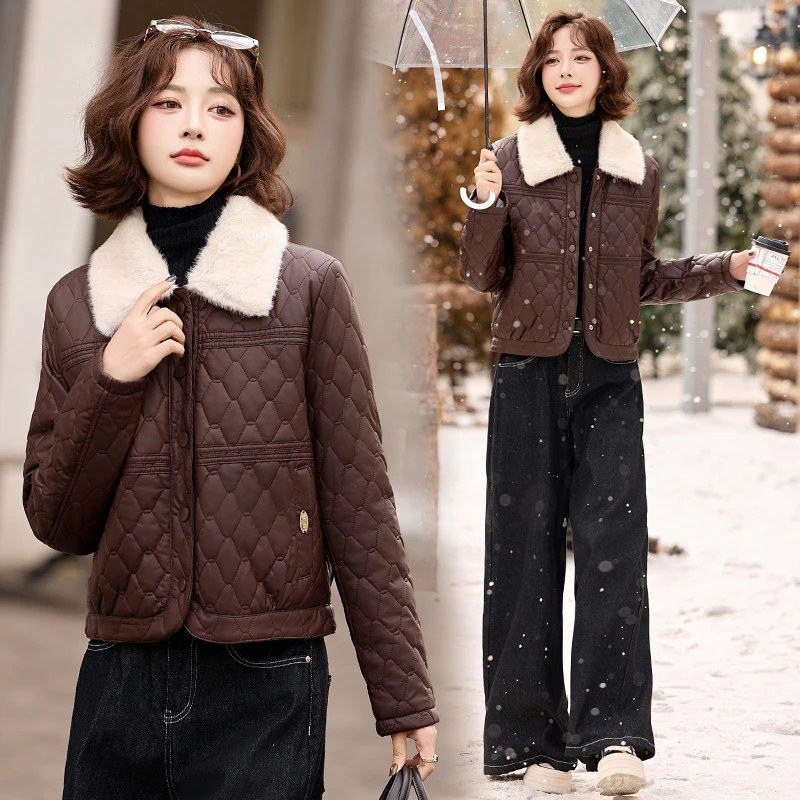 短款皮衣外套女冬季加绒加厚款修身显瘦高档黑色小个子毛领皮夹克