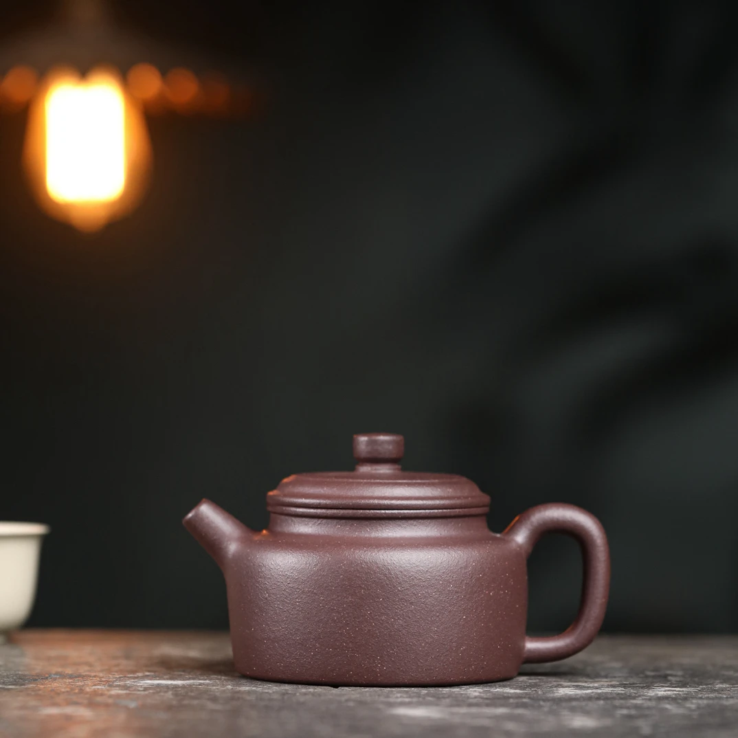 宜兴原矿半手工紫砂天青紫泥包嘴德钟150毫升左右