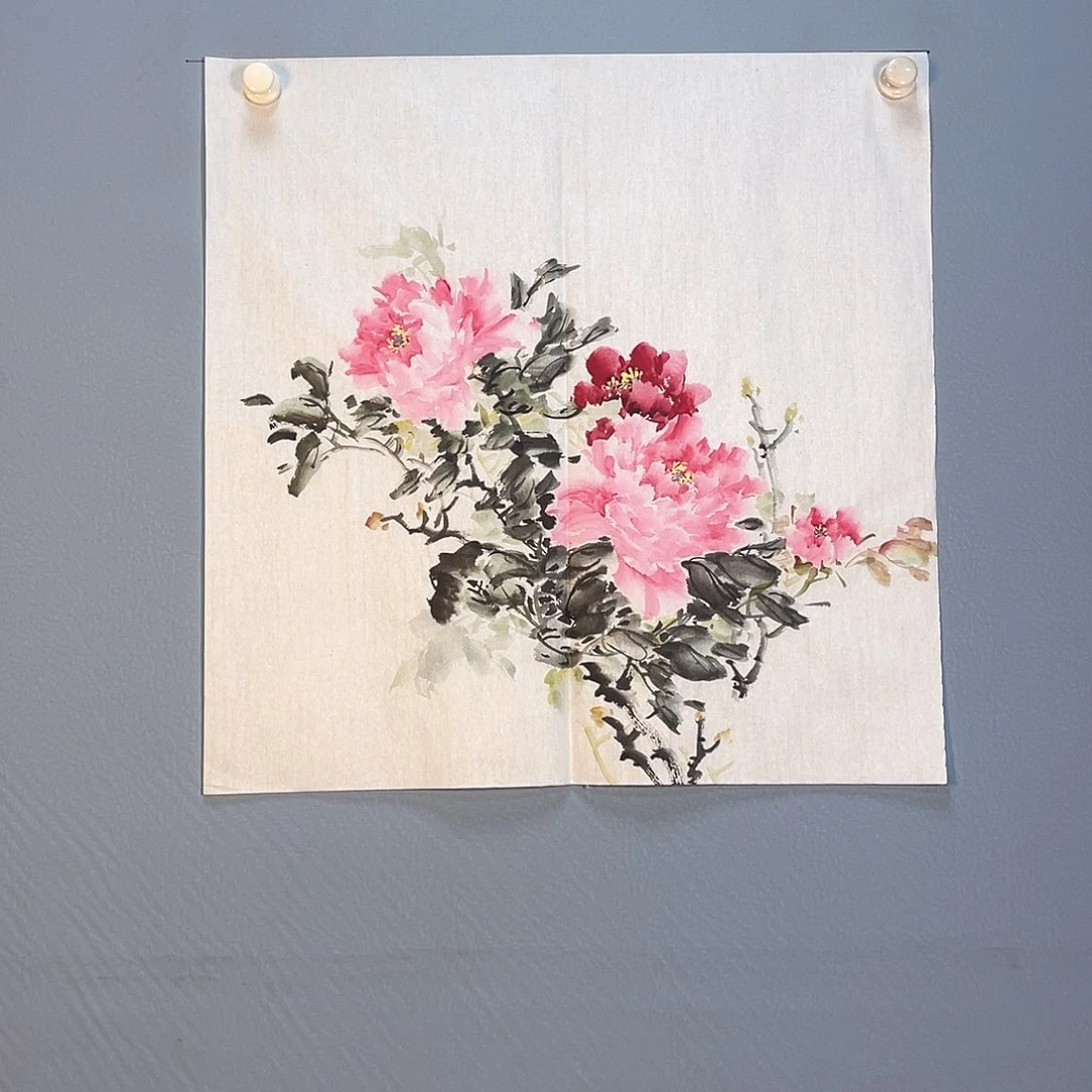 国画297 花红艳绿色如玉色