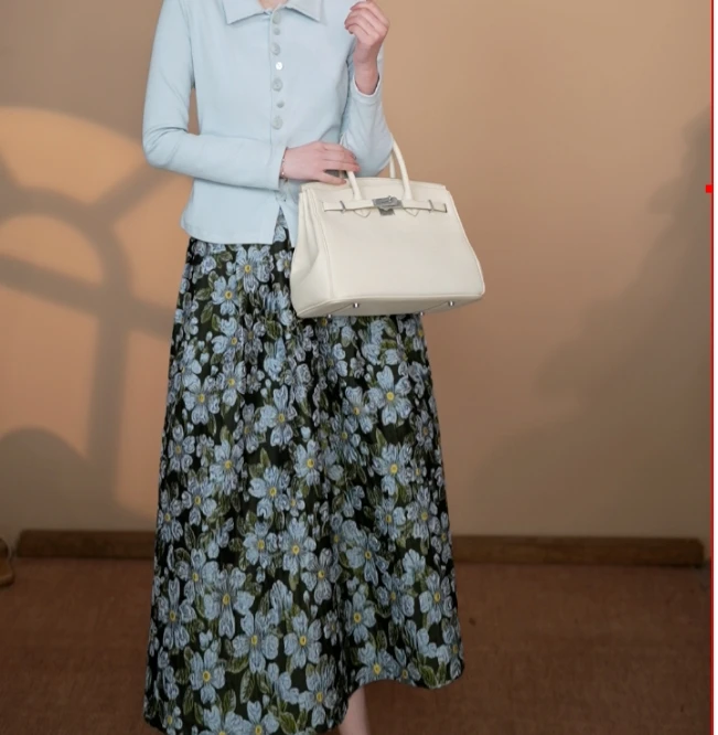 小井定制私服2【蓝花】新款女装半身裙春夏时尚穿搭J24W238