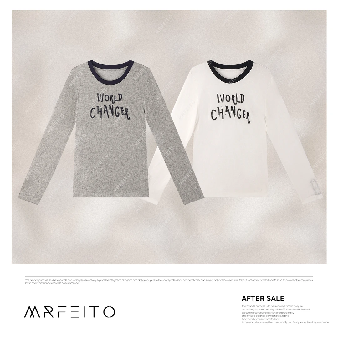 MRFEITO2025春季圆领拼色字母女士上衣H92SY02C30949