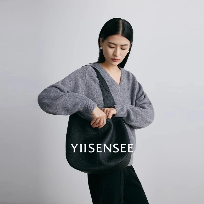 YIISENSEE逸识都市先锋单斜挎两用设计头层牛皮单肩大容量hobo包