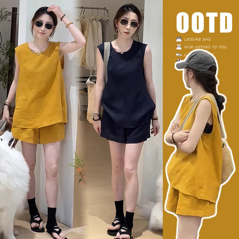 孕妇装2025夏装爆款洋气简约通宽松显瘦慵懒风时尚气质孕妇套装