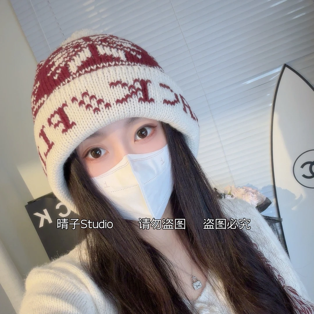 晴子 韩国冰岛花针织帽保暖显脸小费尔岛加厚飞行帽流苏雷锋帽