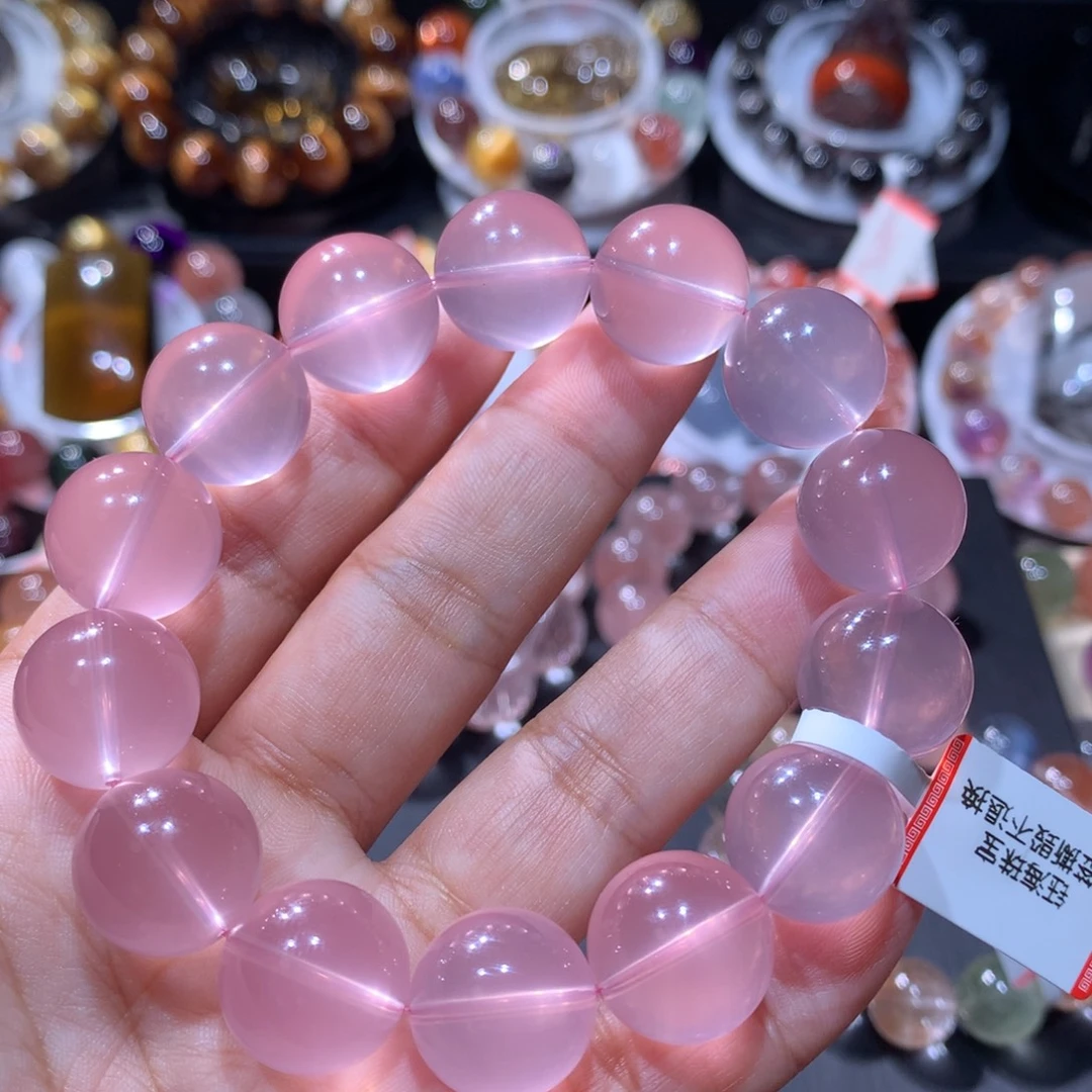 手链水晶未镶嵌粉水晶15mm