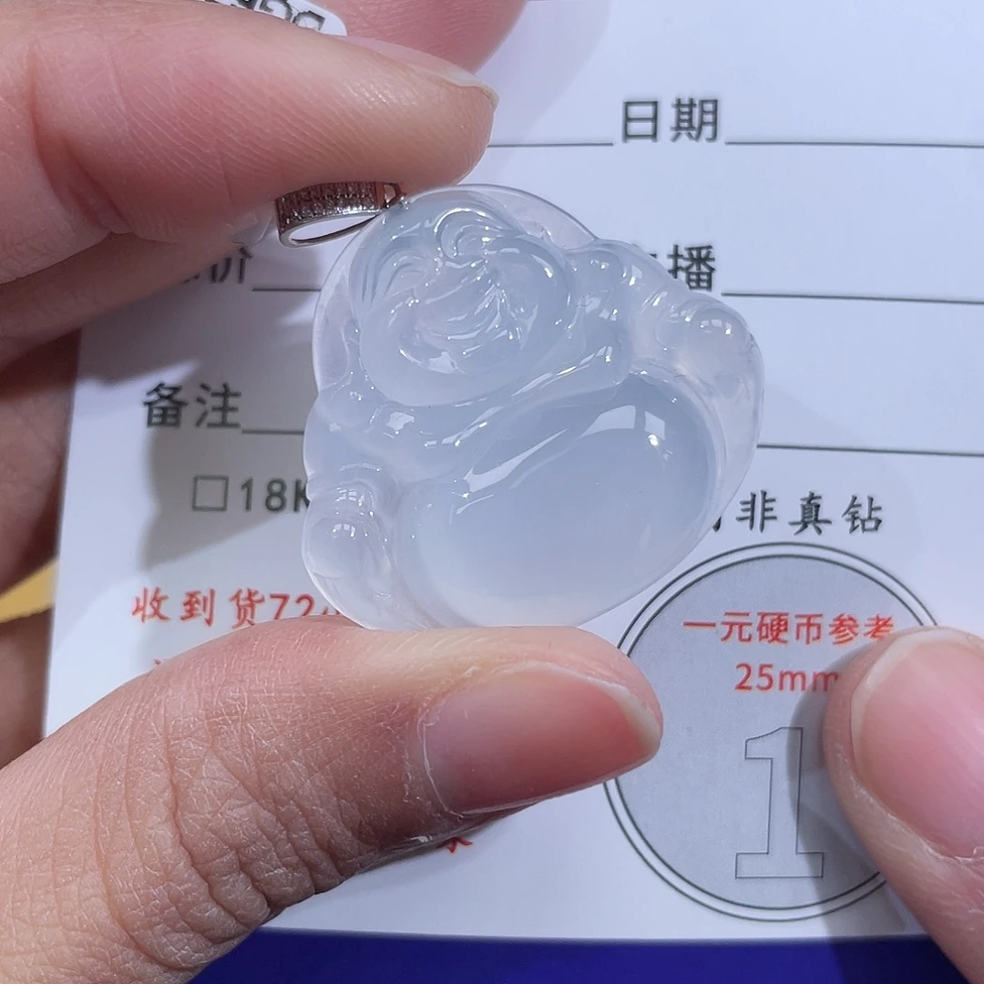 翡翠18K金镶嵌颈饰佛公