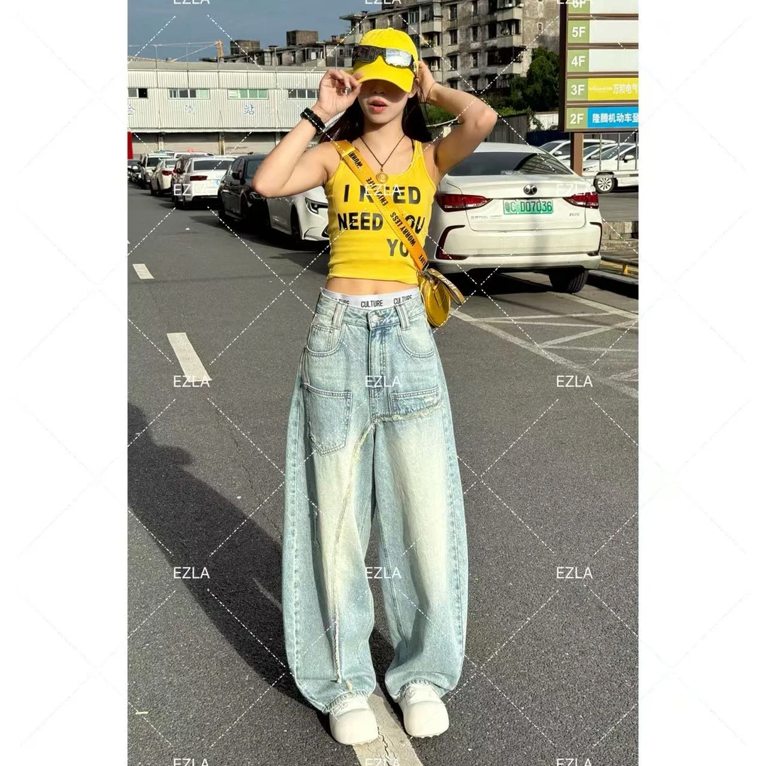 EZ9858 新款设计显瘦无弹水洗软牛仔弯刀裤