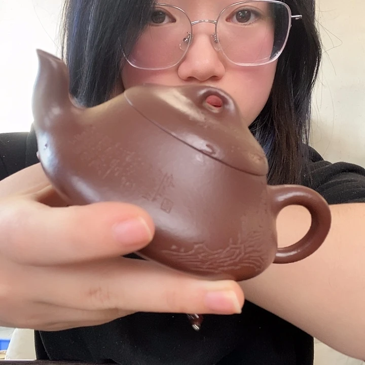 紫砂茶宠紫朱泥汉堂石瓢