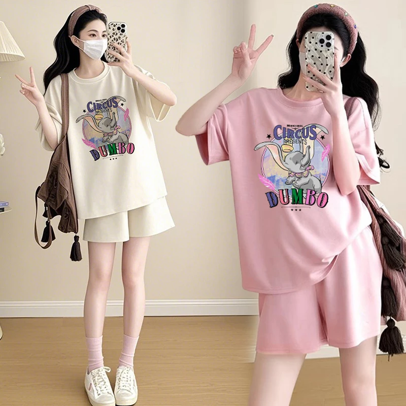 【梦梦妈】孕妇装夏套装2025款甜美减龄t恤短袖短裤两件套孕妈穿搭