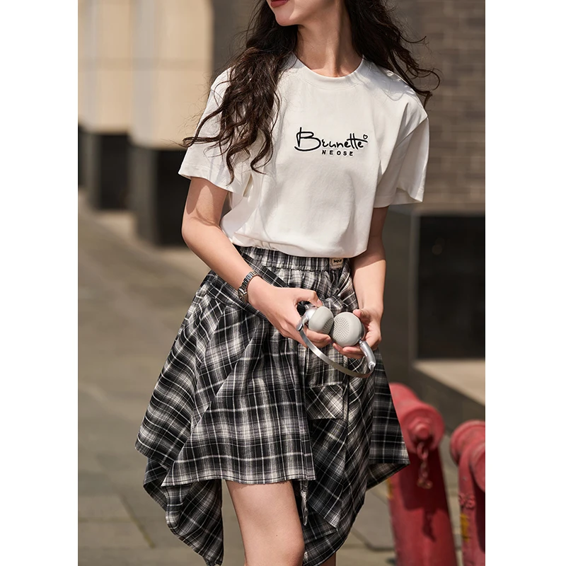 女童夏季时尚格子韩版洋气学院风中大童短裙套装