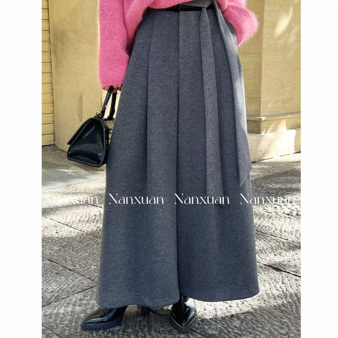 【南萱】【垂垂裙裤】冬季极简风显瘦百搭时尚慵懒风裙裤5DQYZ11050