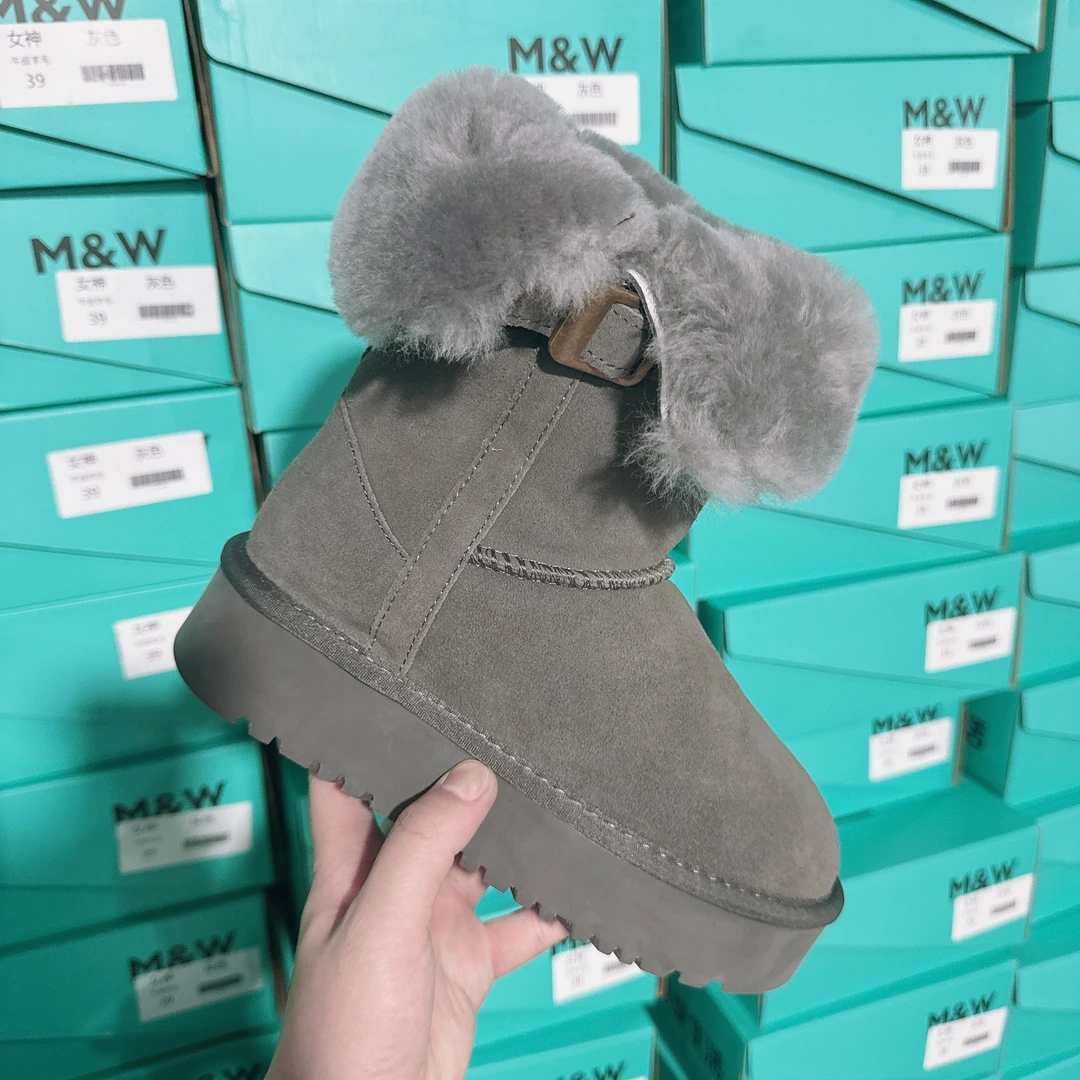 女神款时尚加厚皮毛一体厚底两穿雪地靴