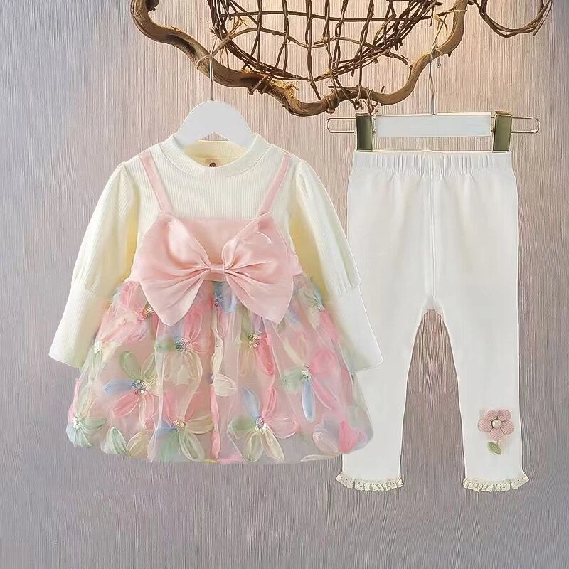 新款女童连衣裙春秋款女宝宝裙子婴幼儿套装公主裙两件套1岁2岁3