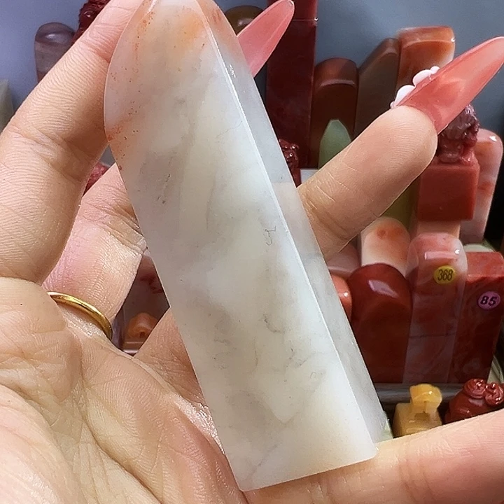 寿山石印石红巧头大冰块