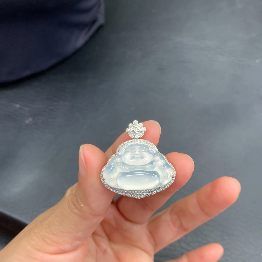 吊坠(不含链)18K金镶嵌翡翠