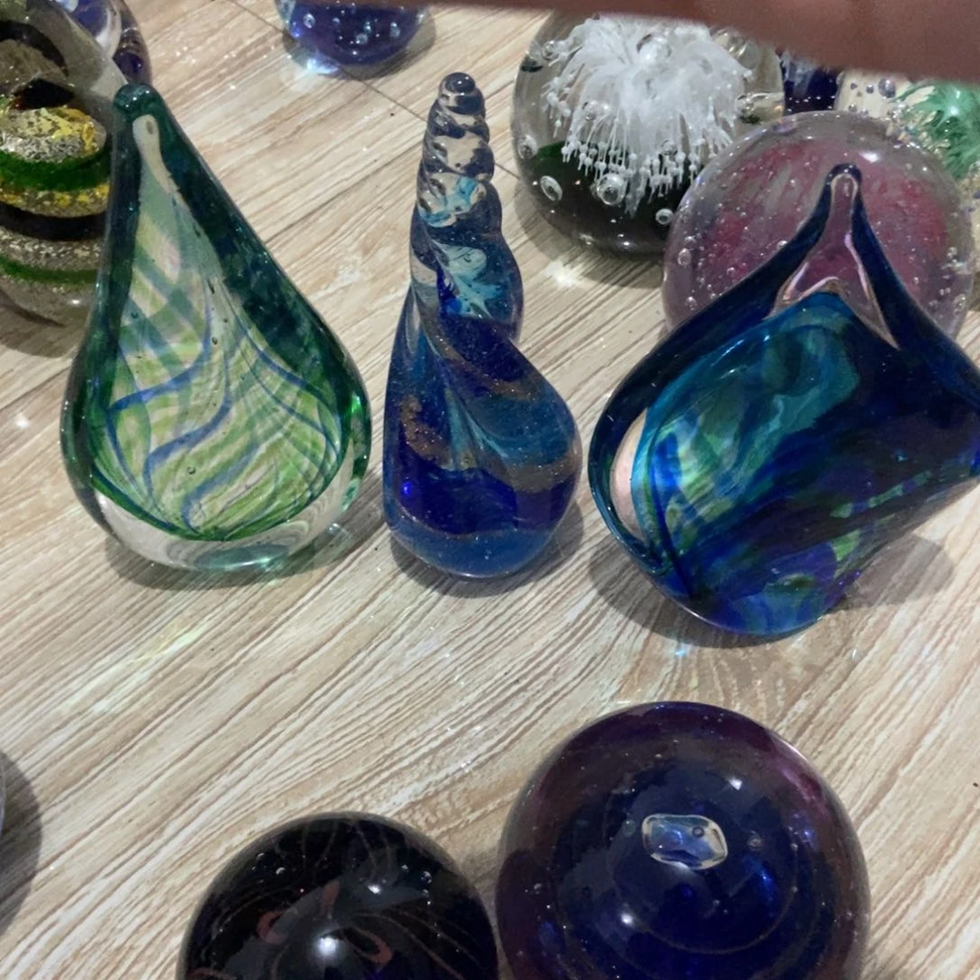 琉璃手工艺品枫**?微瑕三个水滴摆件
