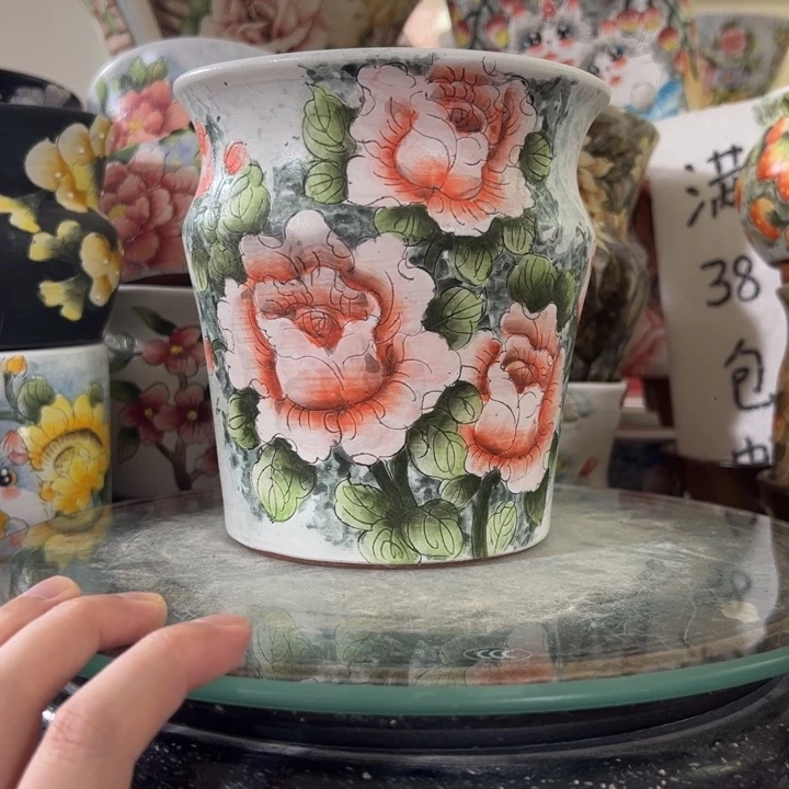 景德镇手绘花盆满38包邮偏远地区除外