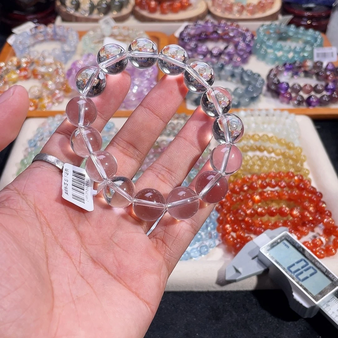 水晶手链未镶嵌双A极品天然白水晶14mm