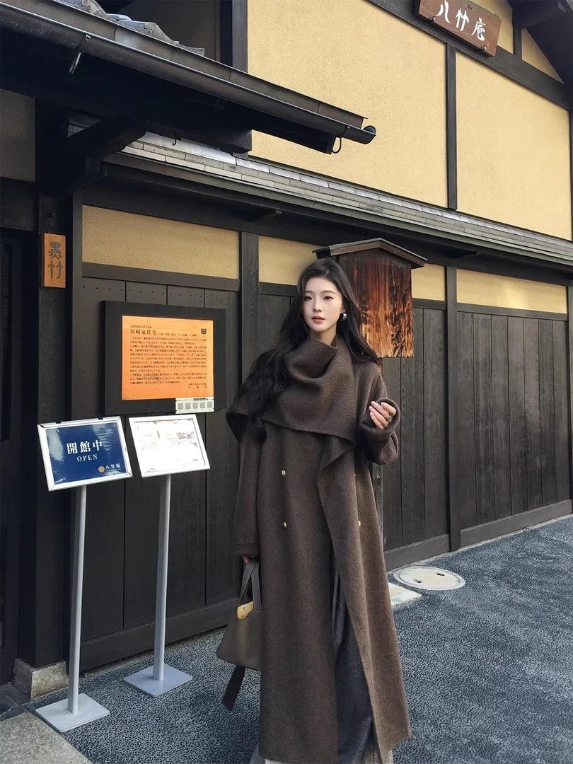 【摩登绒韵】高定风珊言尚语毛呢大衣冬季高级感长款显瘦气质外套