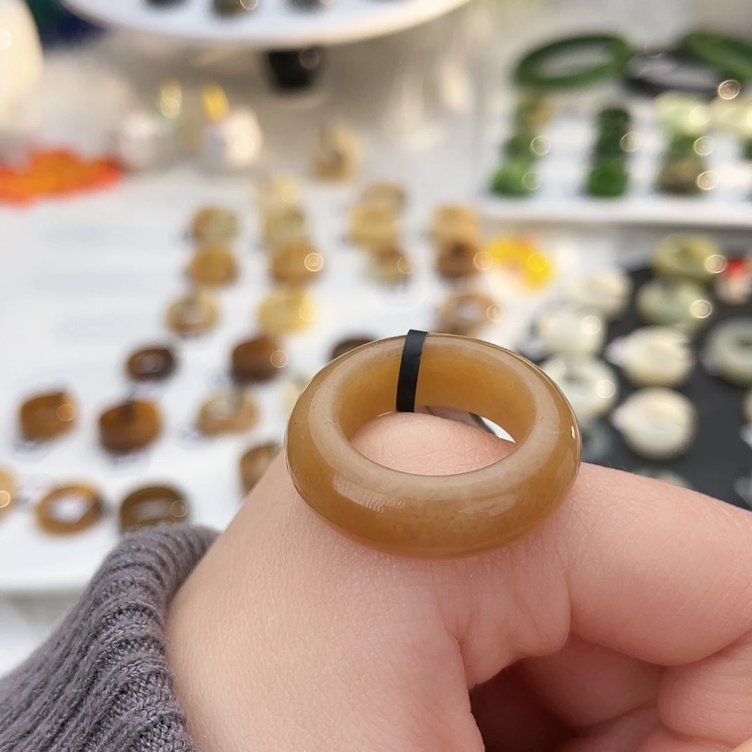 和田玉未镶嵌戒指k48 一口浓糖轮胎18.2mm