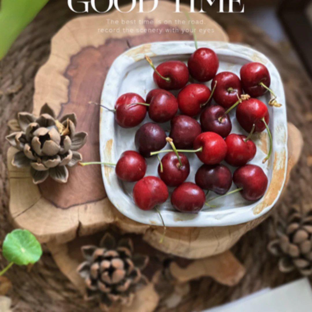 粉引四方水果小碟子