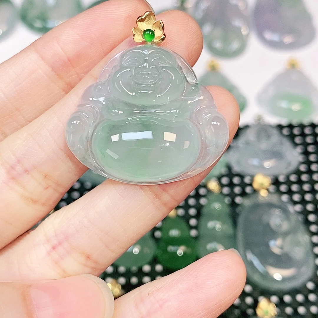 吊坠(不含链)18K金镶嵌翡翠