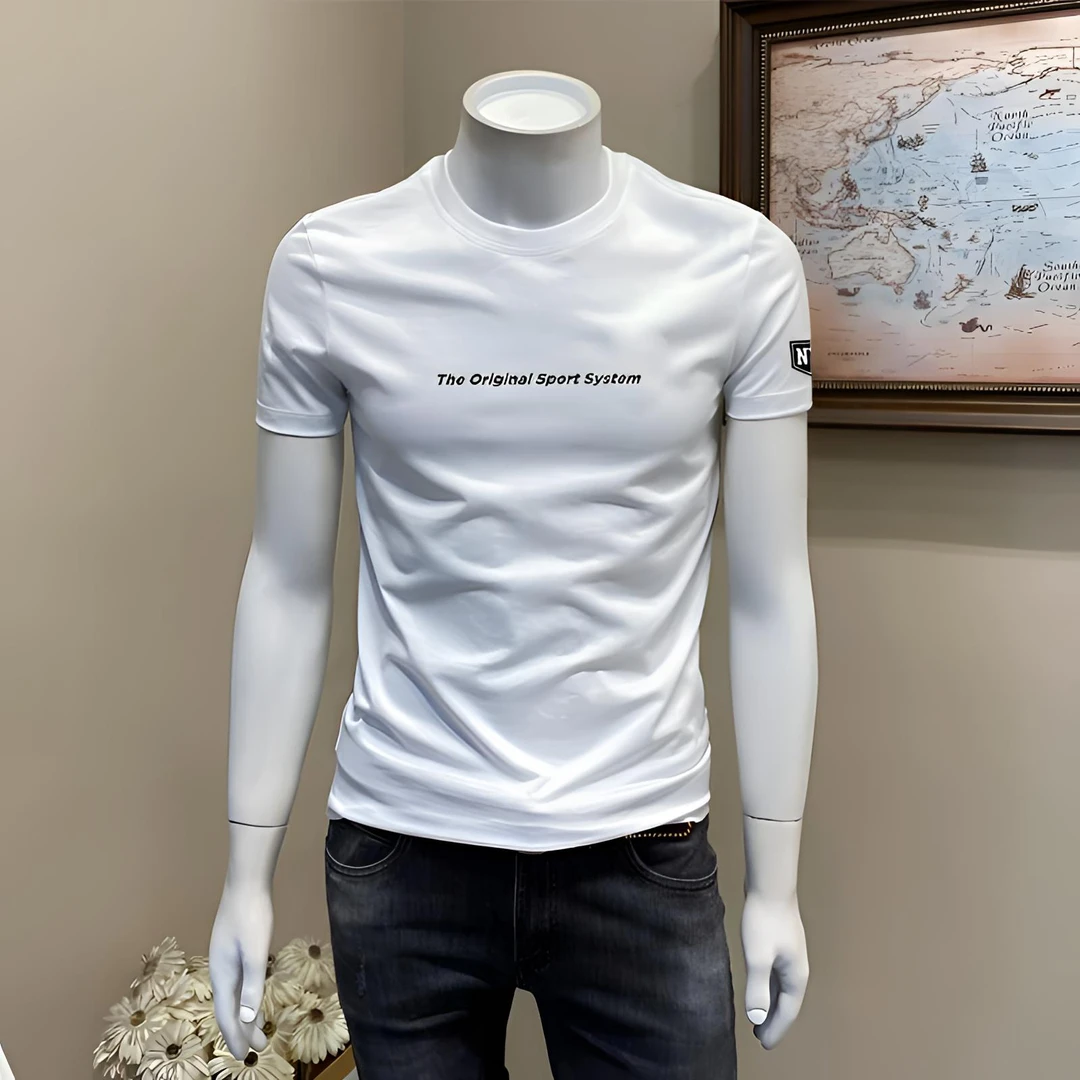 夏季正品短袖T恤男士潮流字母印花上衣韩版ins修身百搭显瘦打底衫