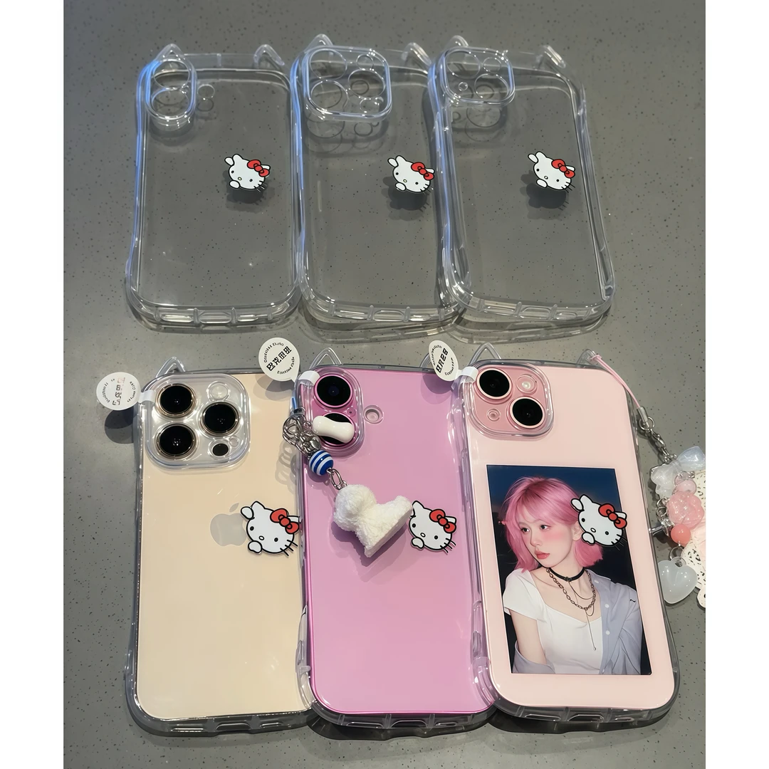 夕与空小kitty脑袋适用苹果16promax手机壳15猫耳朵14/13软12/11