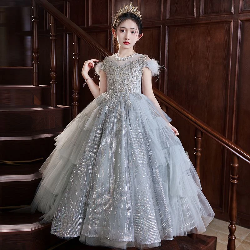 女童晚礼服大童高端轻奢小众绝美公主裙儿童主持人钢琴演奏演出服