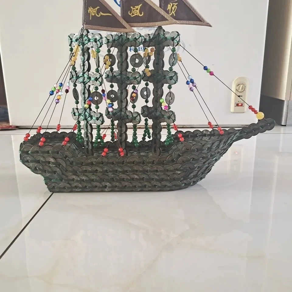 北宋铜钱船,一帆风顺,选用真品北宋年号钱600枚左右精心编制,网红