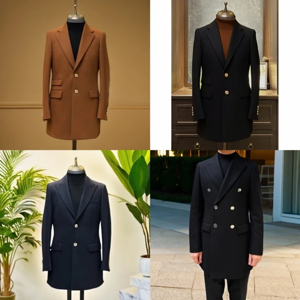 TAROCC冬款时尚男士羊毛尼单/双排两粒扣单开叉一手长短大衣