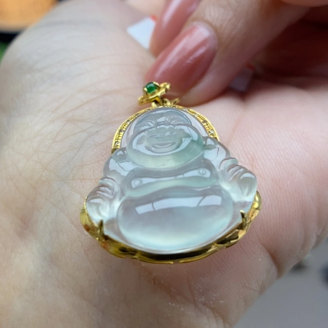 翡翠18K金镶嵌颈饰吊坠49