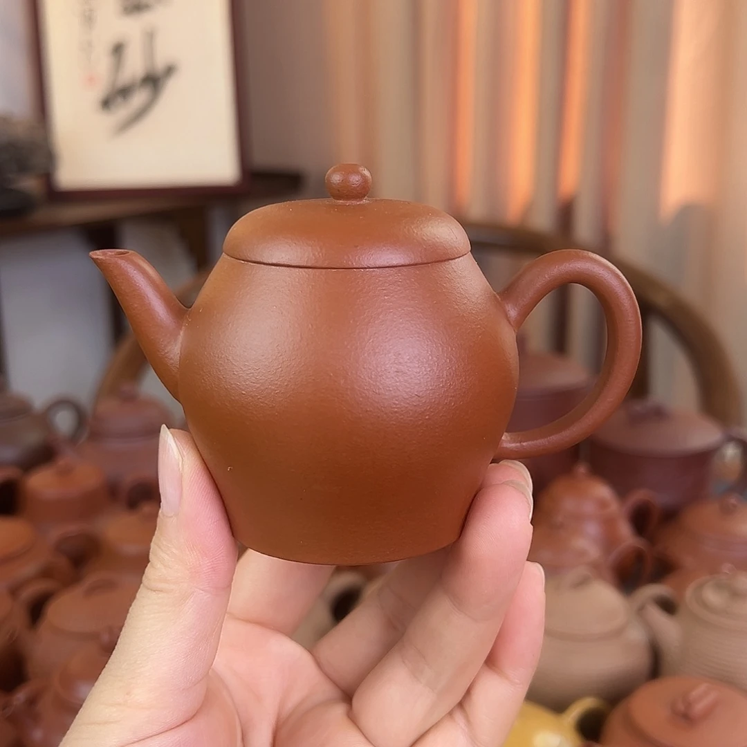 茶壶紫砂精品原矿 翁壶 生砂朱泥 140cc