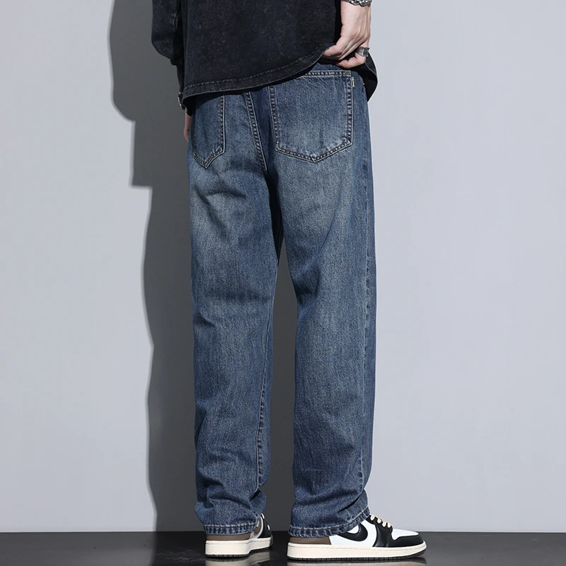 Kuvine春季新款美式宽松潮牌牛仔裤男款春秋复古简约休闲长裤男士