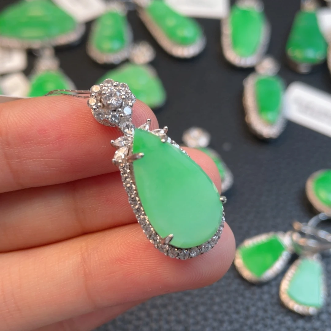 翡翠银S925镶嵌吊坠(不含链)