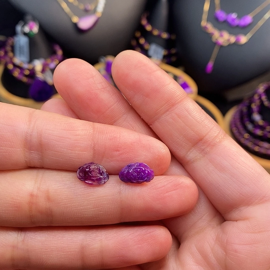 苏纪石（舒俱来）银S925镶嵌耳饰