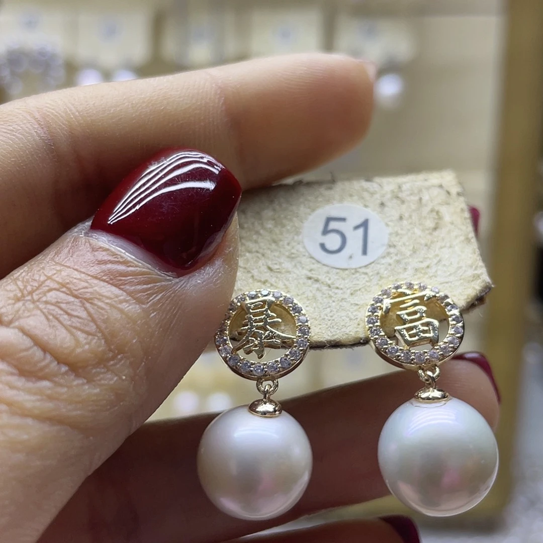 淡水珍珠耳饰银S925镶嵌