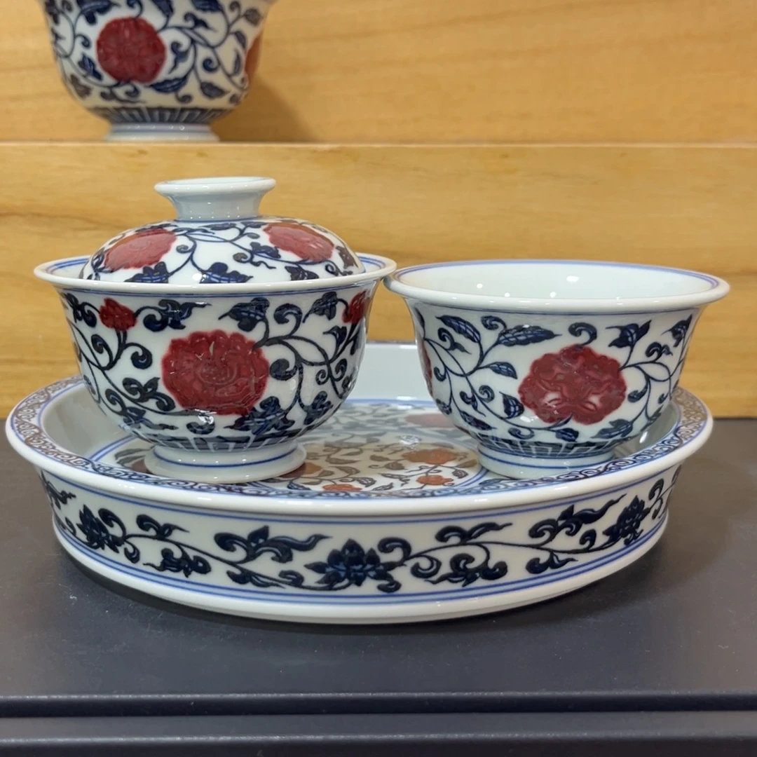 青花釉里红四季花卉