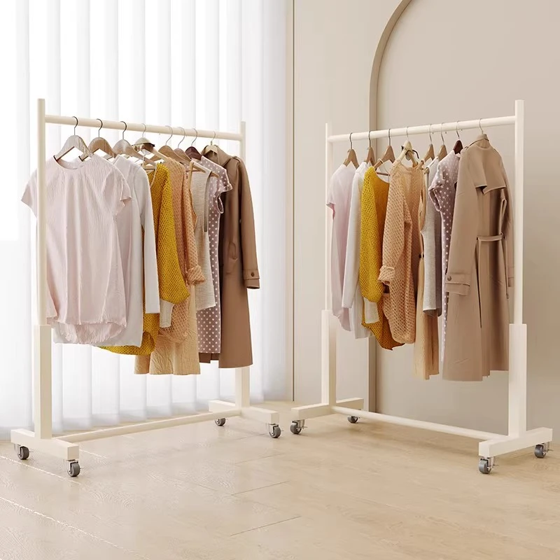 家用可移动落地晾衣架挂衣架卧室阳台立式单杆网红加粗衣服置物架