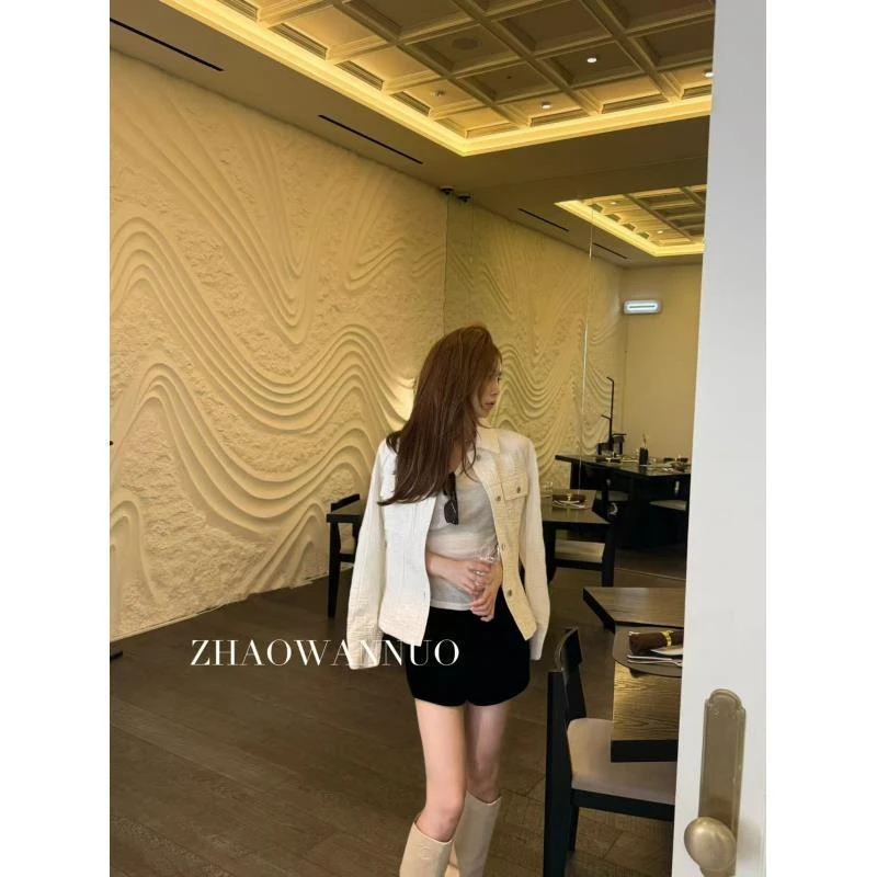 ZHAO WANNUO 丨 菲*格慕柔软绒面棉质白色夹克外套NC0753