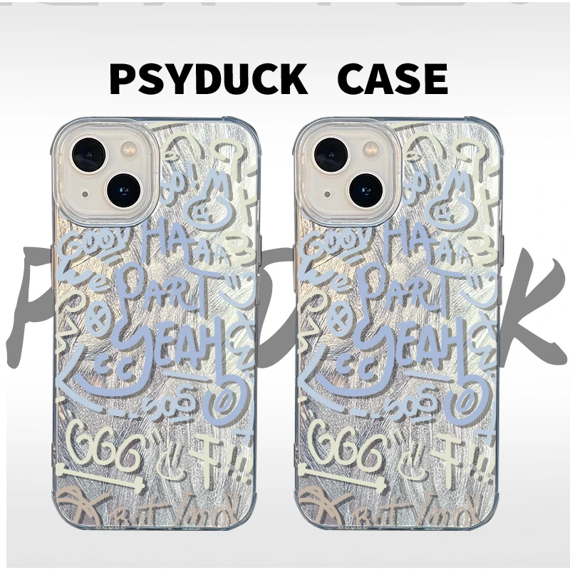 适用苹果华为一加小米多巴胺涂鸦IMD羽纱卡通动漫防摔手机壳全包