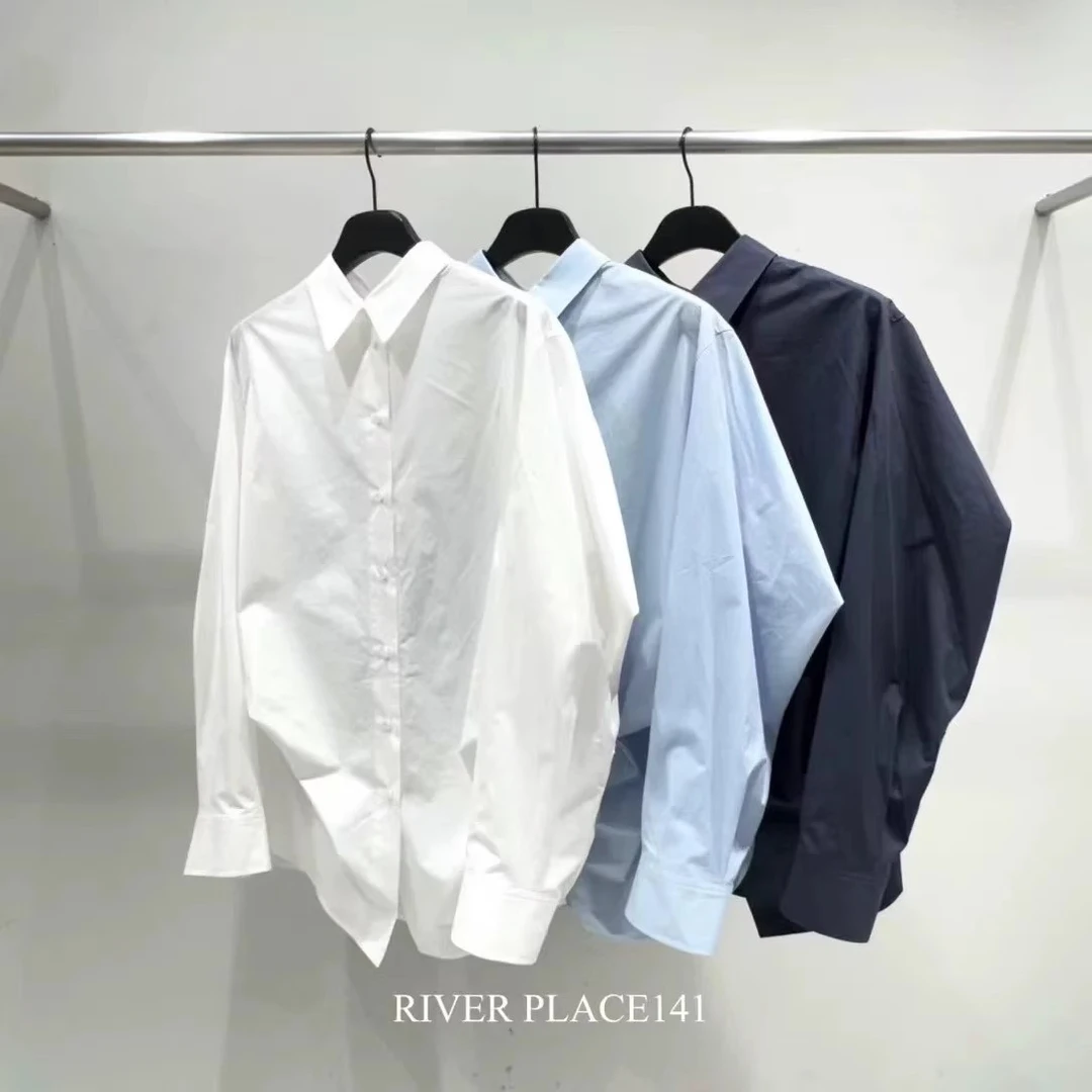 现货！river韩国东大门代购2025春新向日葵同款简约纯色长袖衬衫