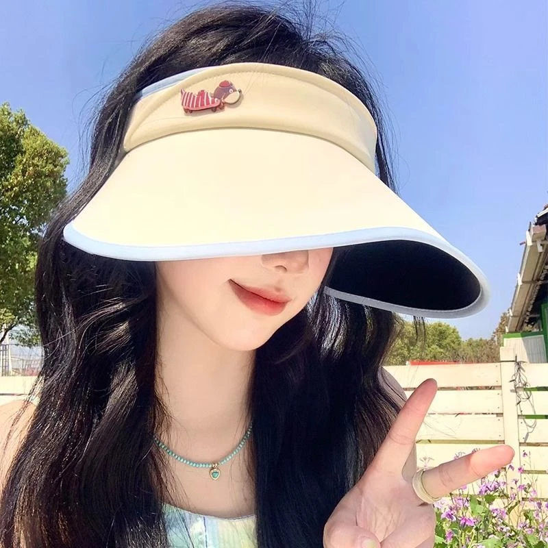 可爱小狗空顶防晒帽女夏季2025新款防紫外线遮阳帽大帽檐太阳帽子