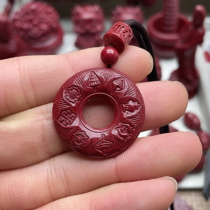天然辰砂心经平安扣