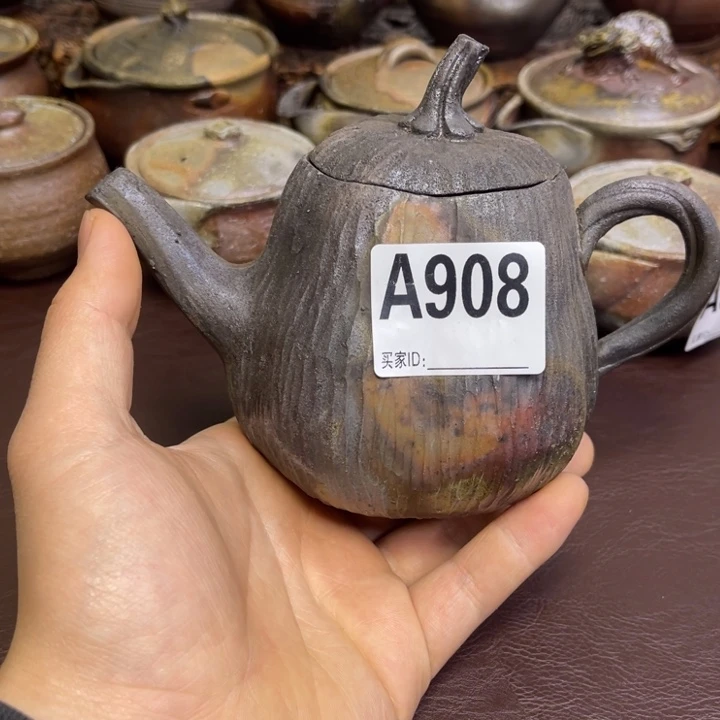 明光窑 南瓜后手壶备前烧作品容量350cc