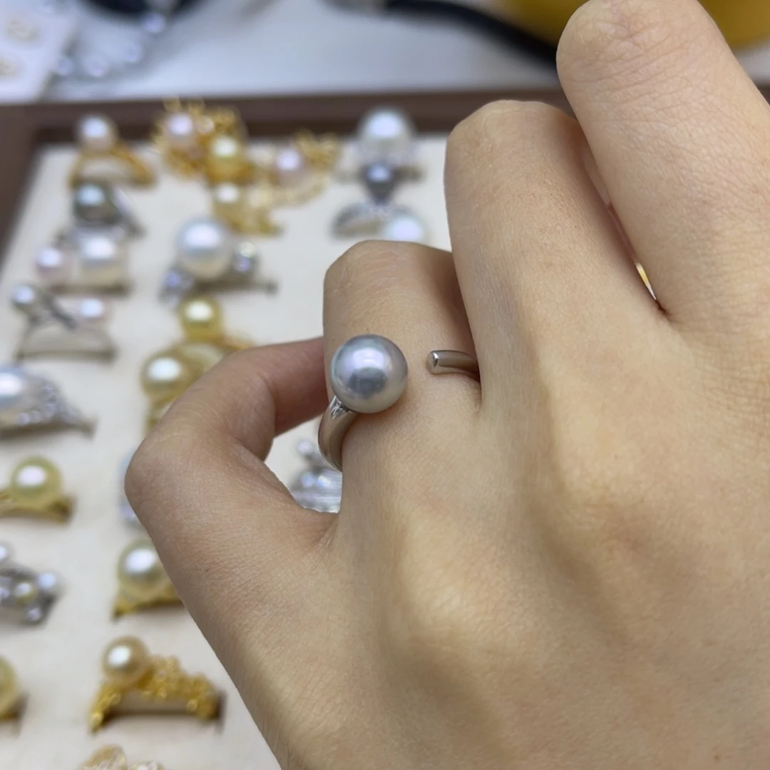 海水珍珠戒指银S925镶嵌