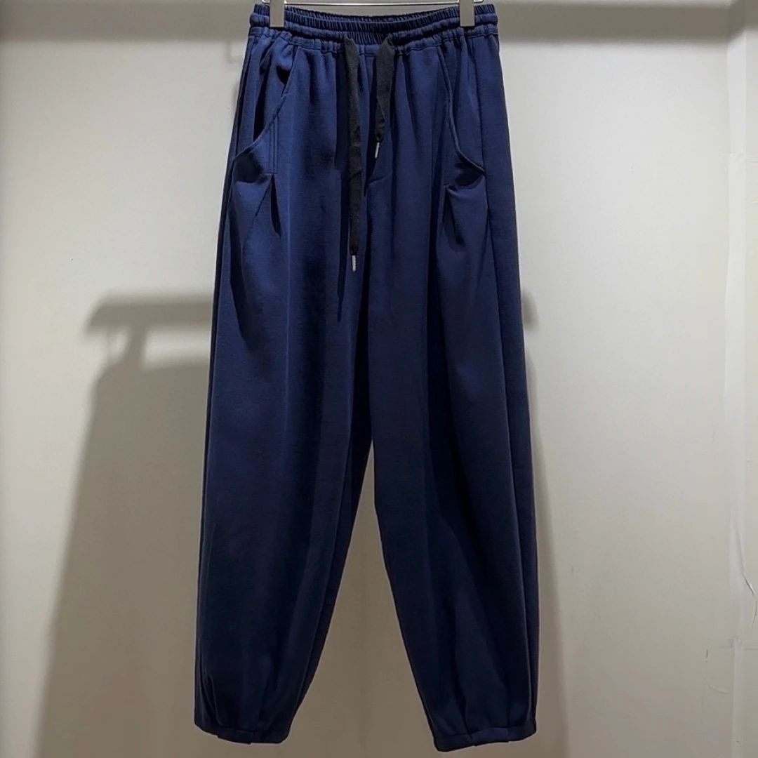 冬季加绒加厚宽松休闲棉麻灯笼裤阔腿裤男士用国风休闲裤1023